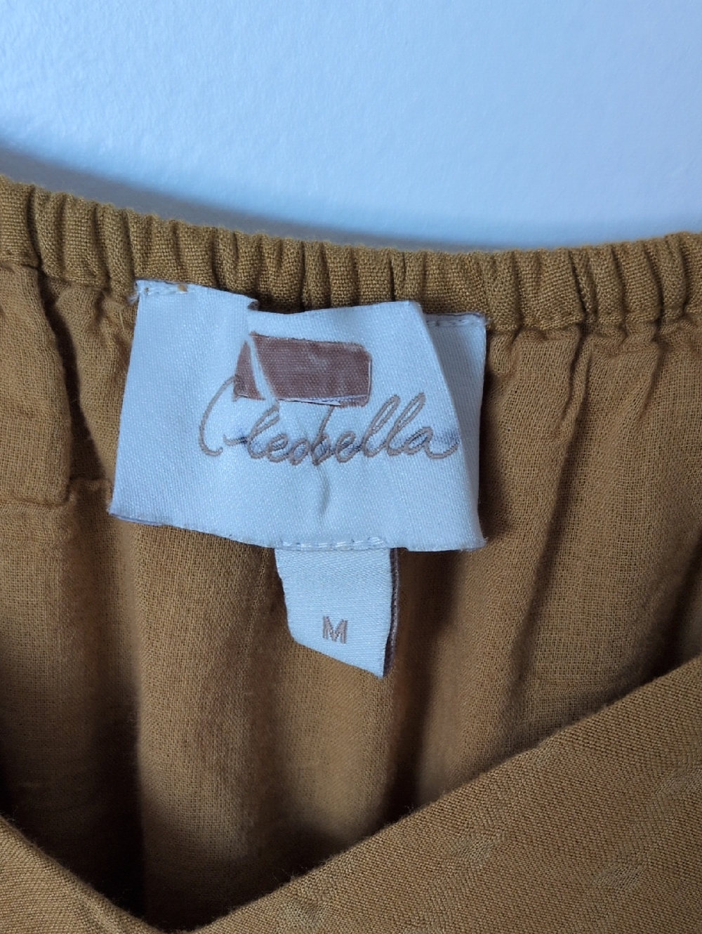 Cleobella Mustard Midi Dress with Puff Sleeves - Picture 5 of 7